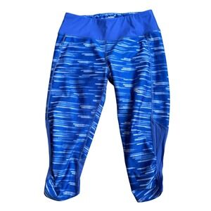 Saucony Scoot Series Womens Blue Abstract Stripe Running Capri‎ Leggings Size S